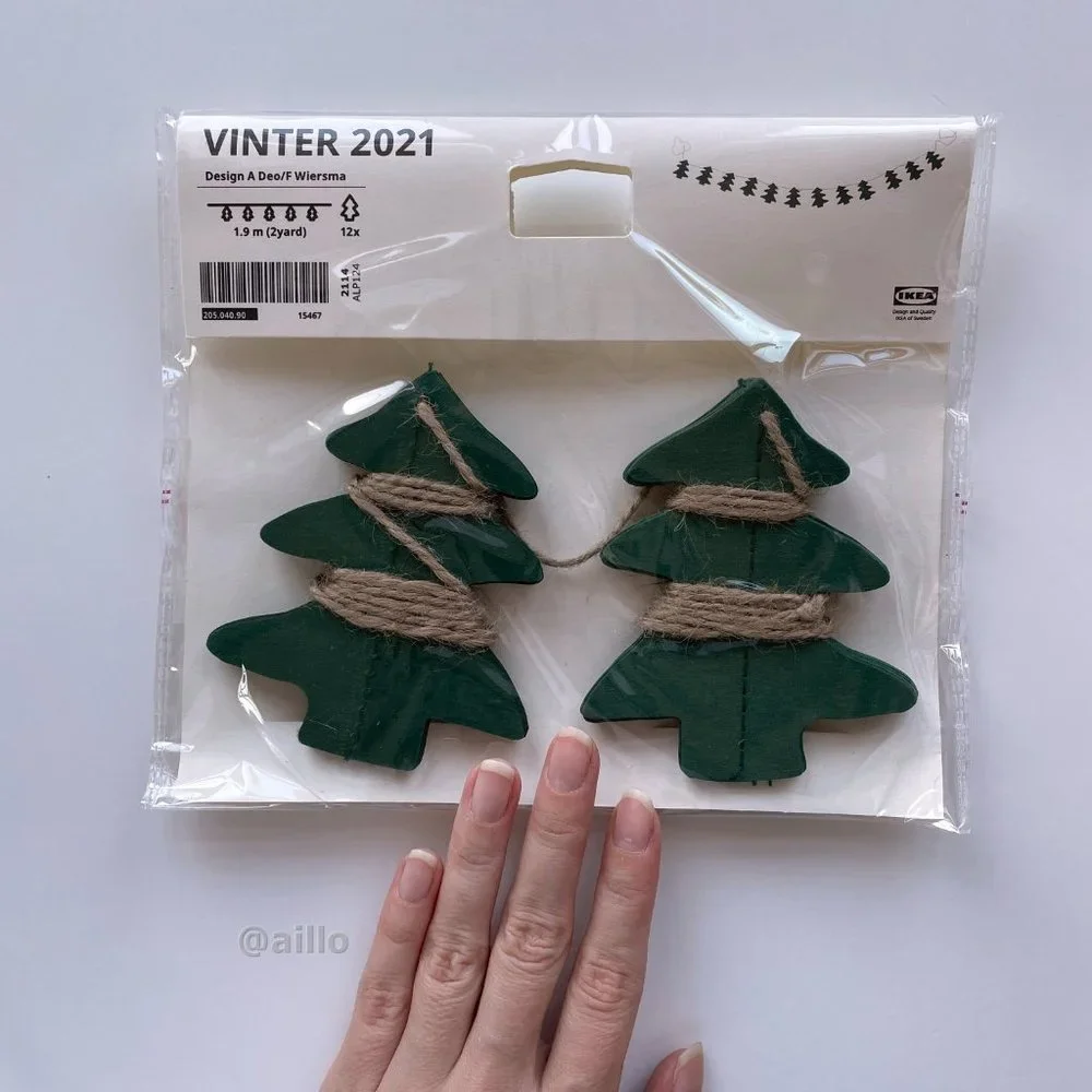 IKEA VINTER 2021 Garland, handmade Christmas tree shaped, green, 2 yard
